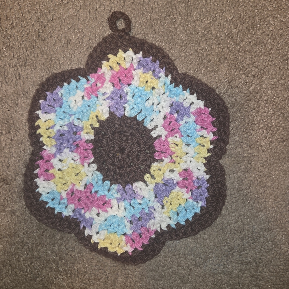 Handcrafted Multicolor Crochet Flower Pot Holder